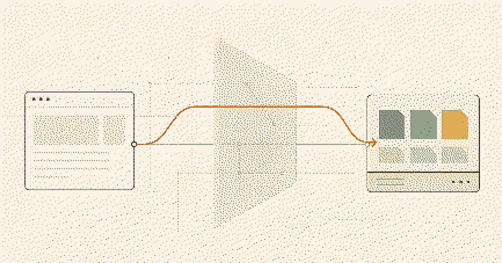 An isometric browser route bypassing an idle service worker cache machine and connecting directly to server assets.